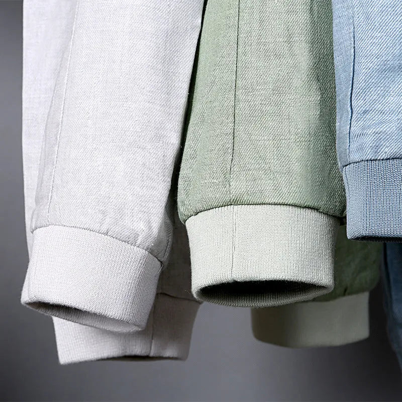 Men's thin blue cotton linen jacket casual regular fit