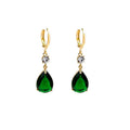 Emerald green geometric teardrop alloy earrings with contemporary drop design