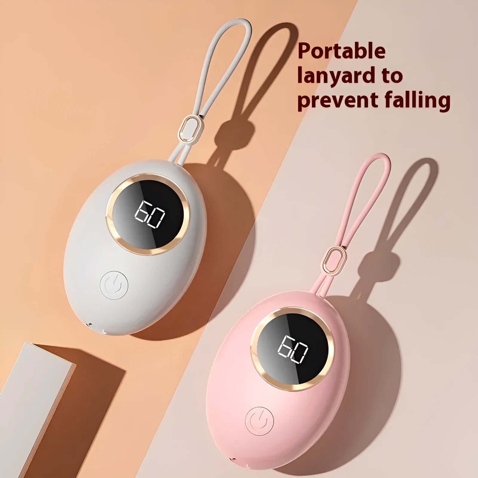USB-powered hand warmer power bank with digital display in multiple colour options