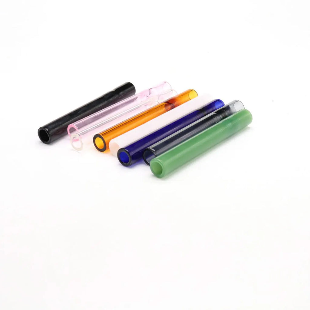 Clear glass telescopic smoking pipe with straight suction nozzle