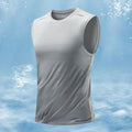 A man's loose-fit sleeveless waistcoat in a solid colour, made from bamboo fibre blend fabric.