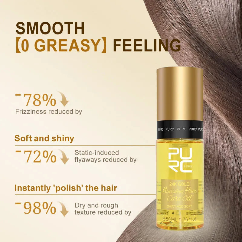 Yellow 50ml bottle of hair essential oil for curly hair repair and frizz control