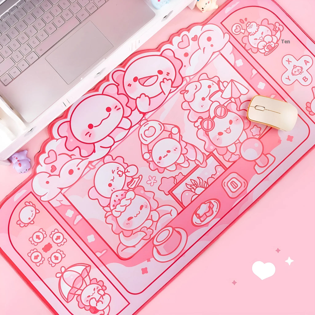 Hexagonal dragon crane machine cartoon anime design large cloth mouse pad 75x40cm with wrist support
