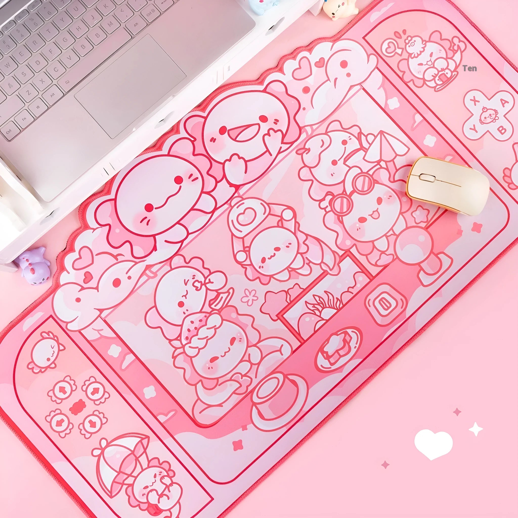 Hexagonal dragon crane machine cartoon anime design large cloth mouse pad 75x40cm with wrist support