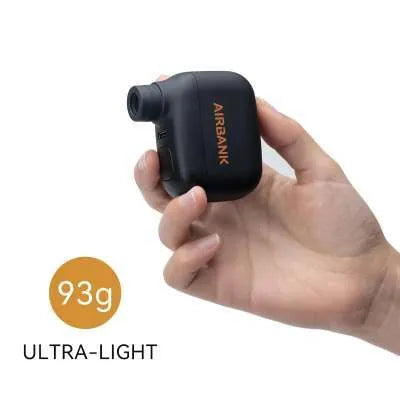 Black AS100 electric bike pump with USB cable and waterproof bag