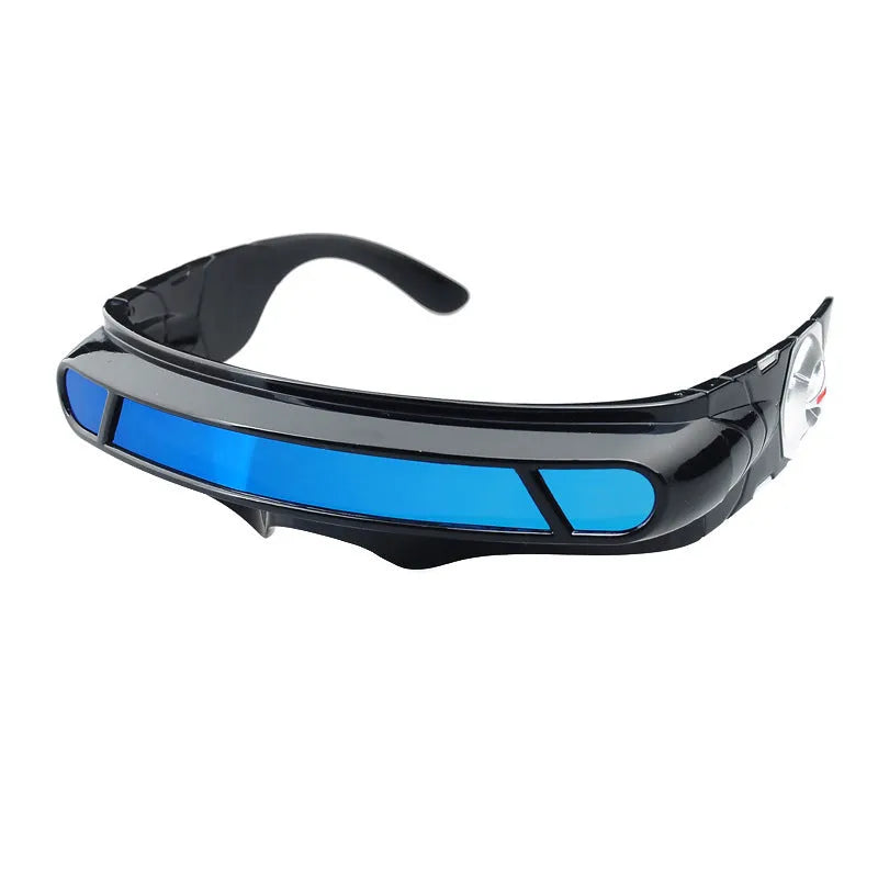 Polarised sports sunglasses with black PC full rim frame, shown with grey, red mercury, and blue mercury lens options.