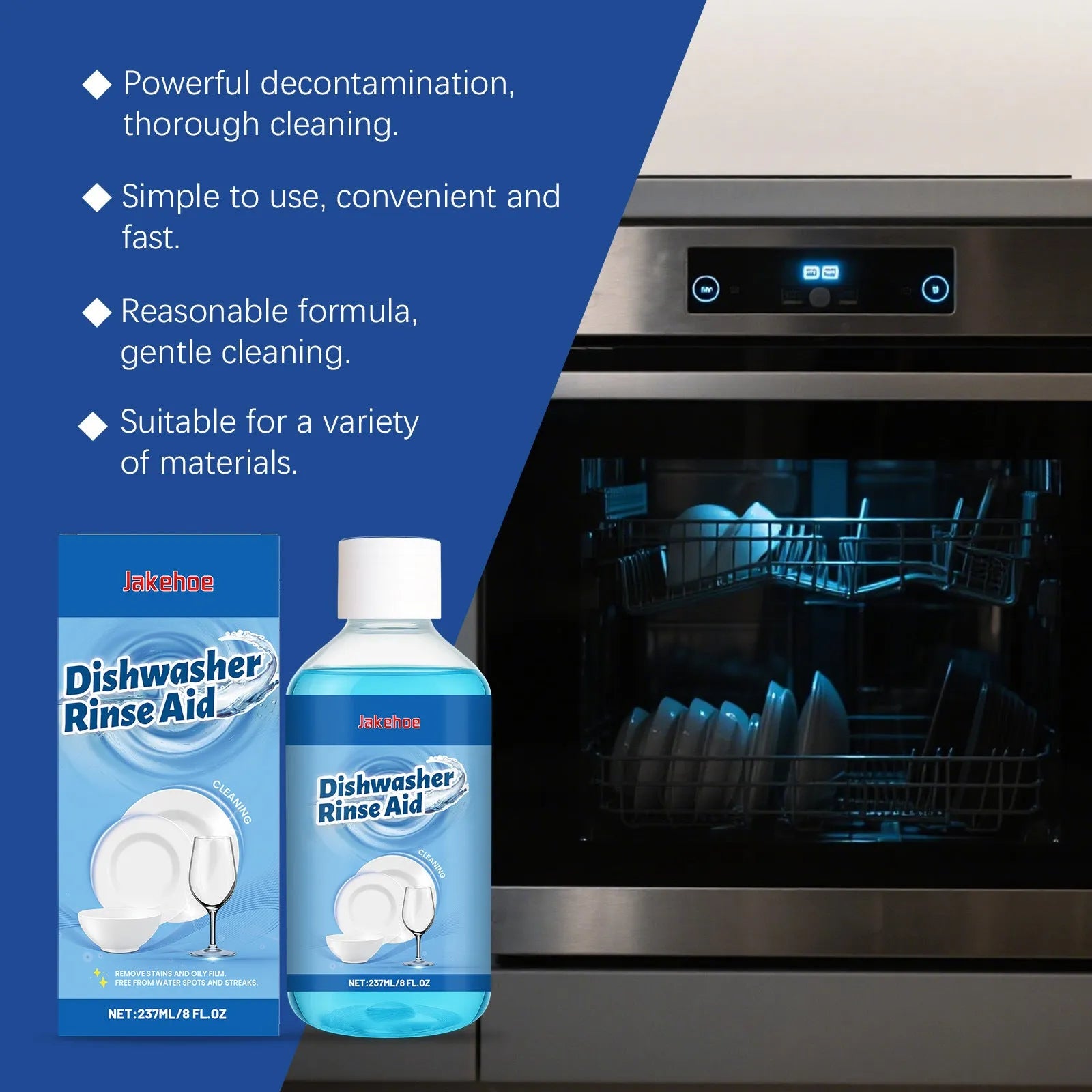 237mL dishwasher detergent aid bottle for household automatic dishwasher cleaning