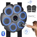 Black smart boxing wall target with LED lights and Bluetooth, includes half-finger boxing gloves