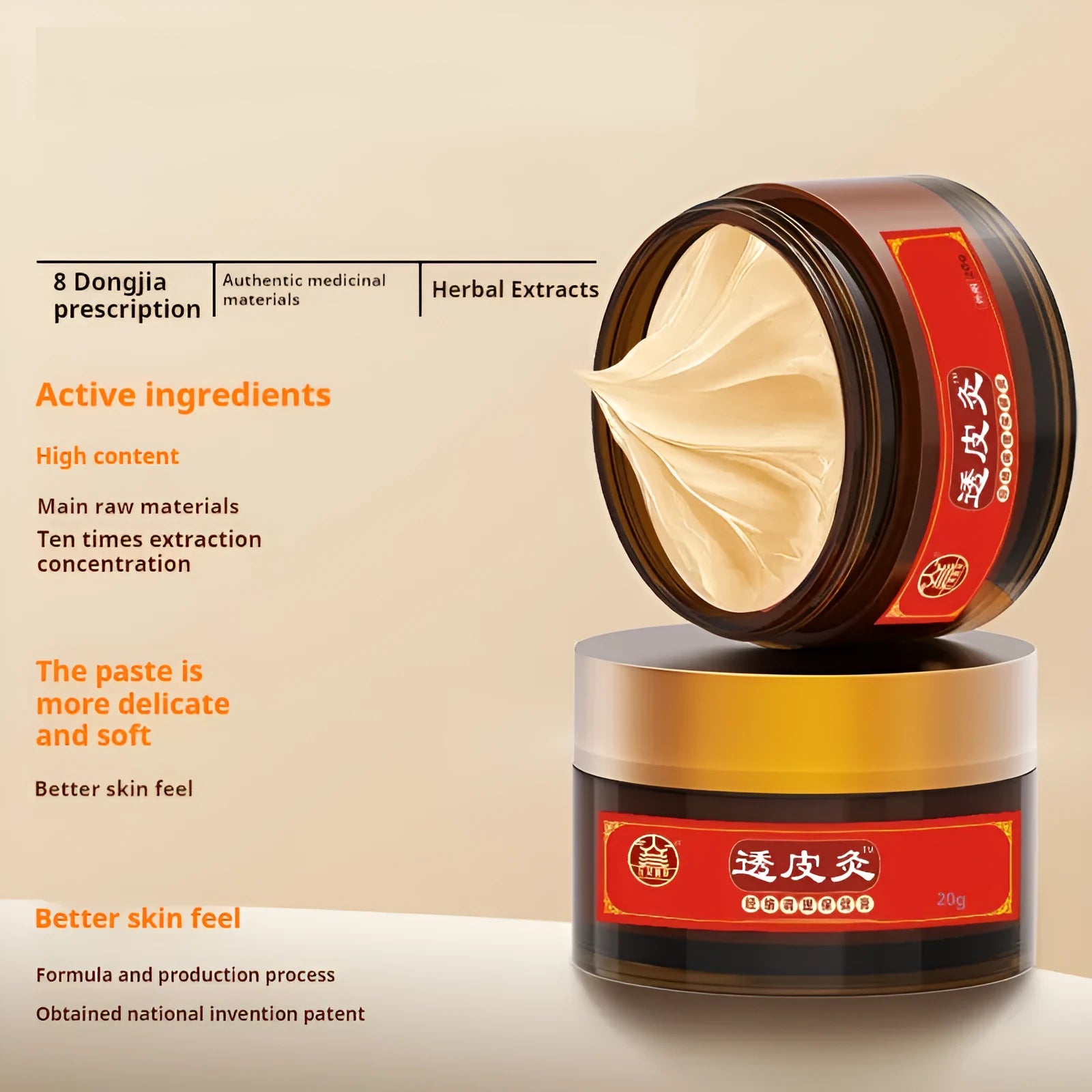 Bestlife herb skin-penetrating moxibustion translucent plaster in 20g pack for joint pain relief.