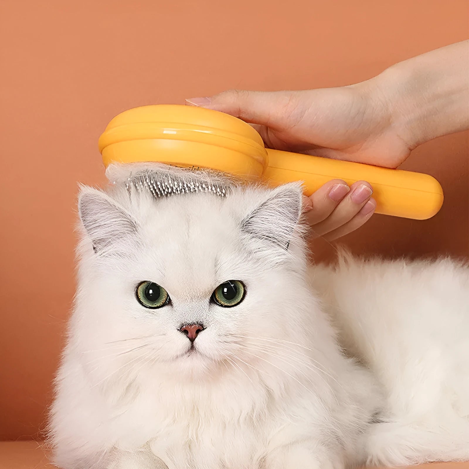 hoopeet pet hair cleaning comb brush with stainless steel needles in yellow, 198x87x46mm