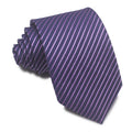 Red, black, and blue striped jacquard polyester men's tie with an 8cm width and arrow point.