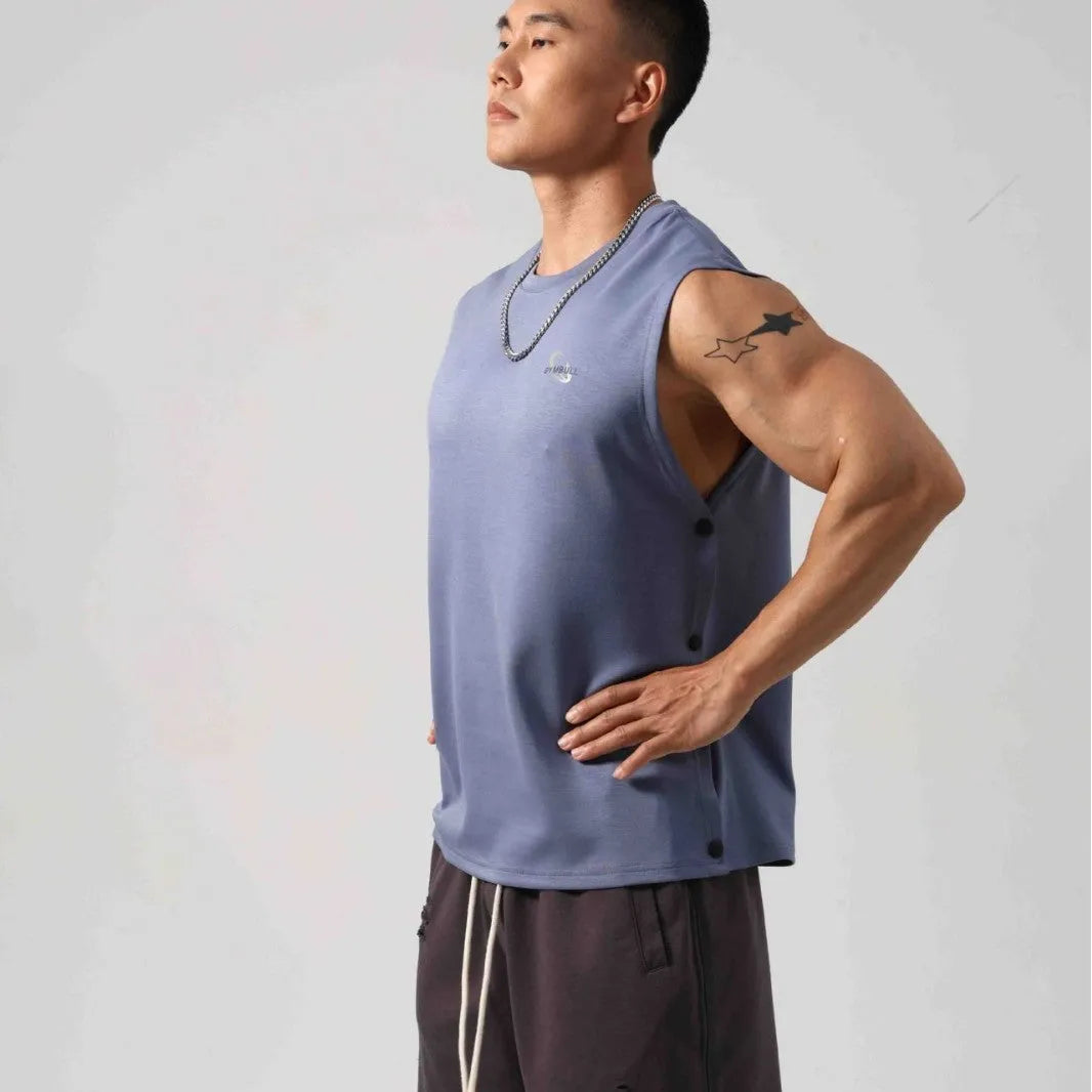 Korean style cotton fitness vest with hidden hook design in black colour