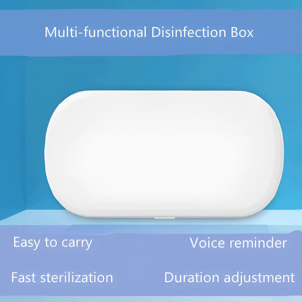 White ABS plastic UV wireless steriliser and charging box for phones and jewellery