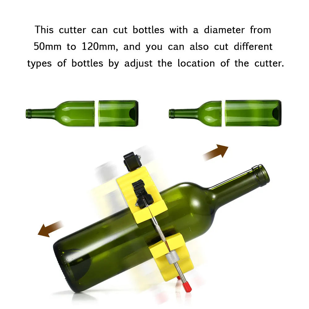 Yellow DIY bottle cutter tool for cutting glass wine and beer bottles