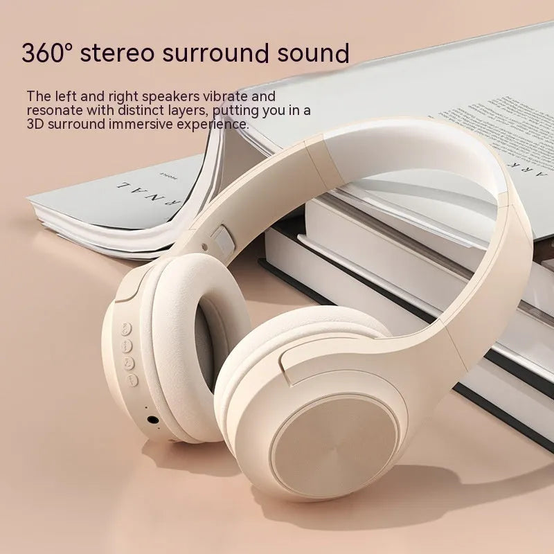 Creative wireless Bluetooth headset in Ivory White colour with head-mounted design and charging case