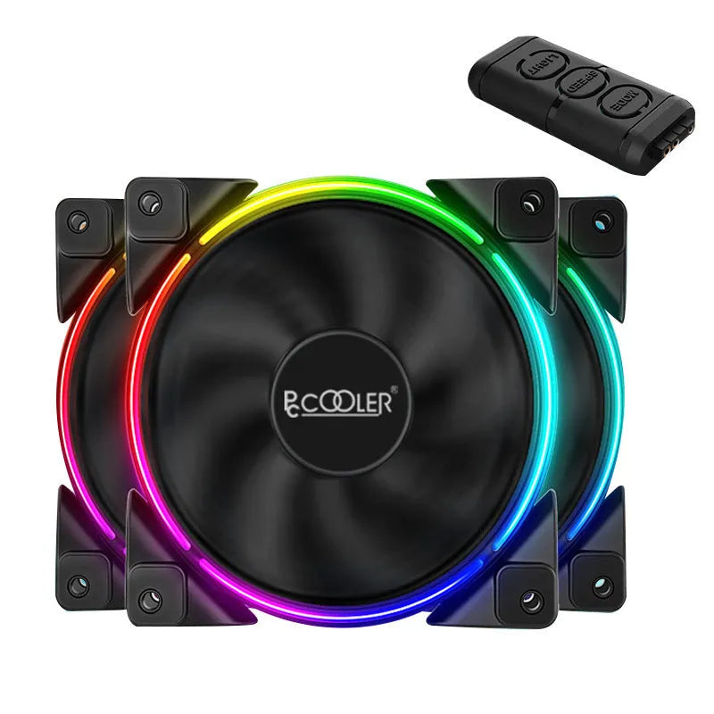 Three black RGB 120mm computer case fans with hydraulic bearings and adjustable speed