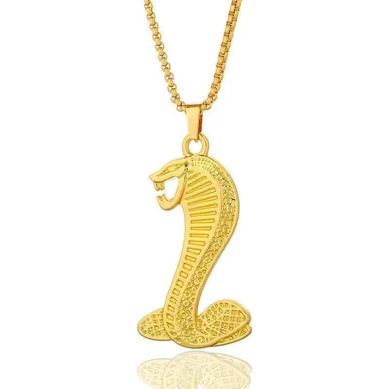 Gold-coloured geometric pendant necklace with inlaid zircon stones for women