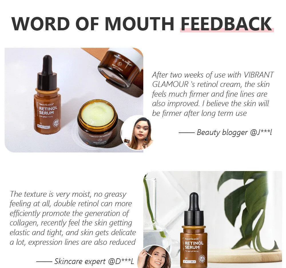 30ml bottle of retinol facial serum for reducing fine lines and dry lines.