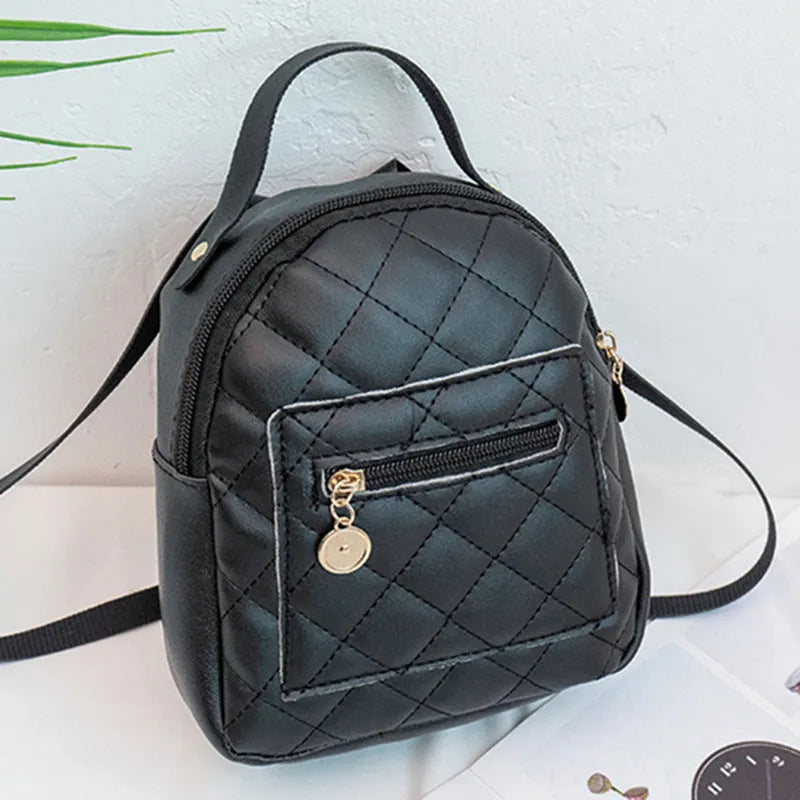 Girls' Korean style embroidered hard case backpack in black, pink and white colours with square shape