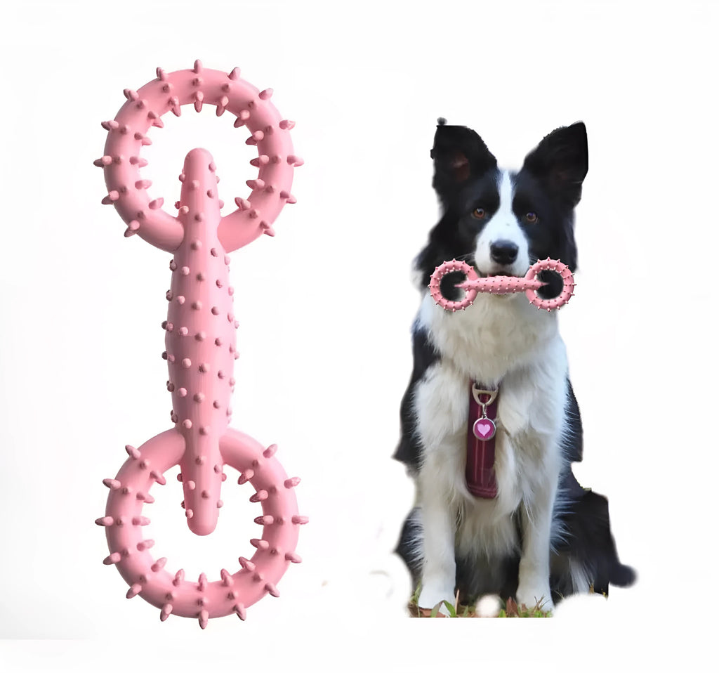Blue TPR dog chew toy ring with textured surface for puppy teething relief