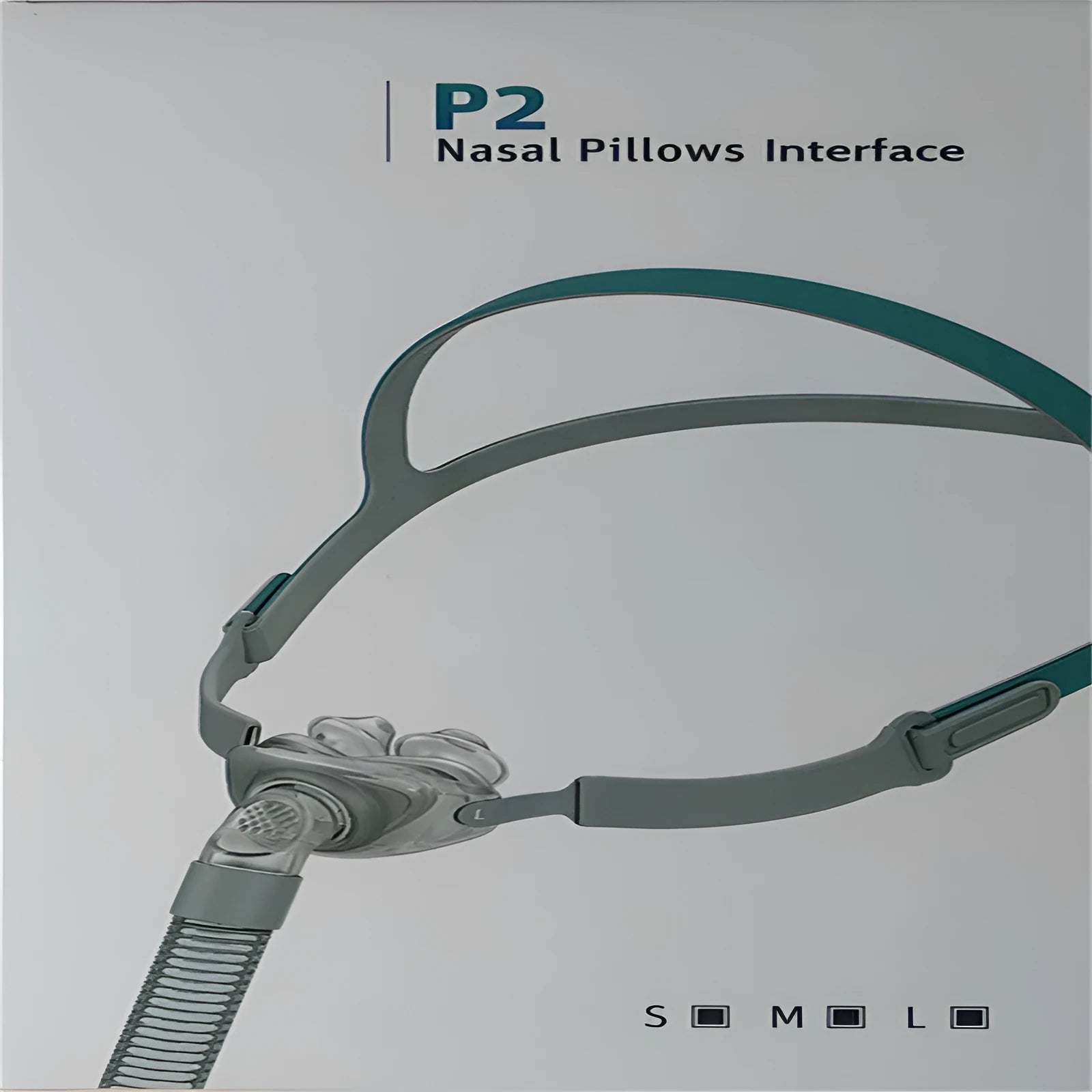Ventilator nasal pillow mask kit with plastic frame, silicone nose cushion, and adjustable headband.