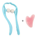 Plastic pressure point neck massager with adjustable stand and removable heads in blue, green, or pink