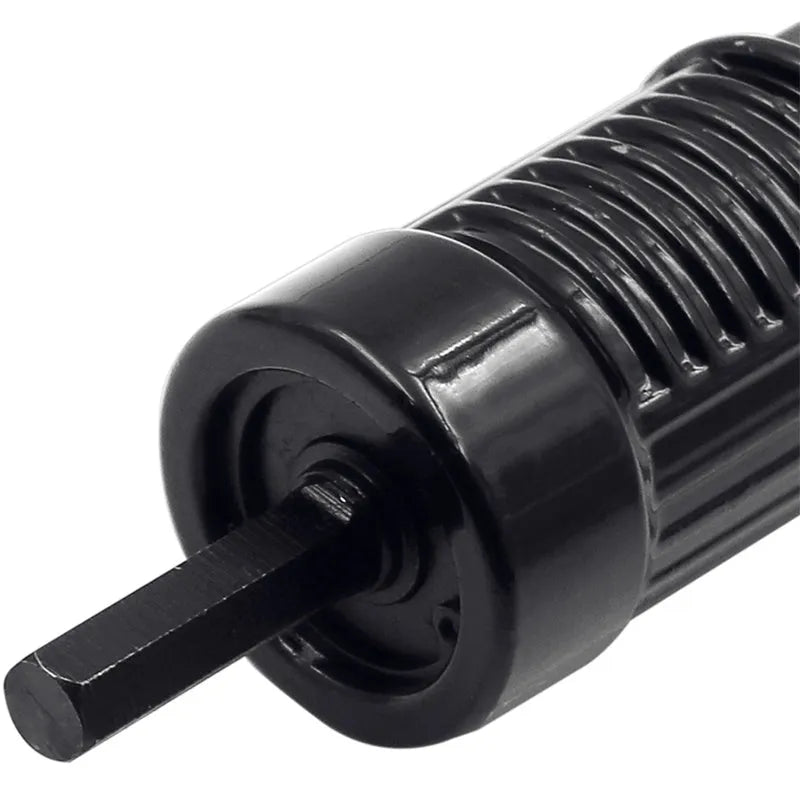 Black metal electric drill rivet gun with 173mm length and alloy steel forged pipe head