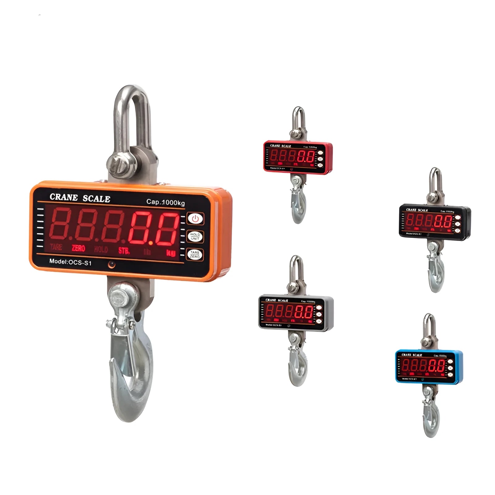 Orange electronic crane scale with digital display for industrial weighing up to 500kg