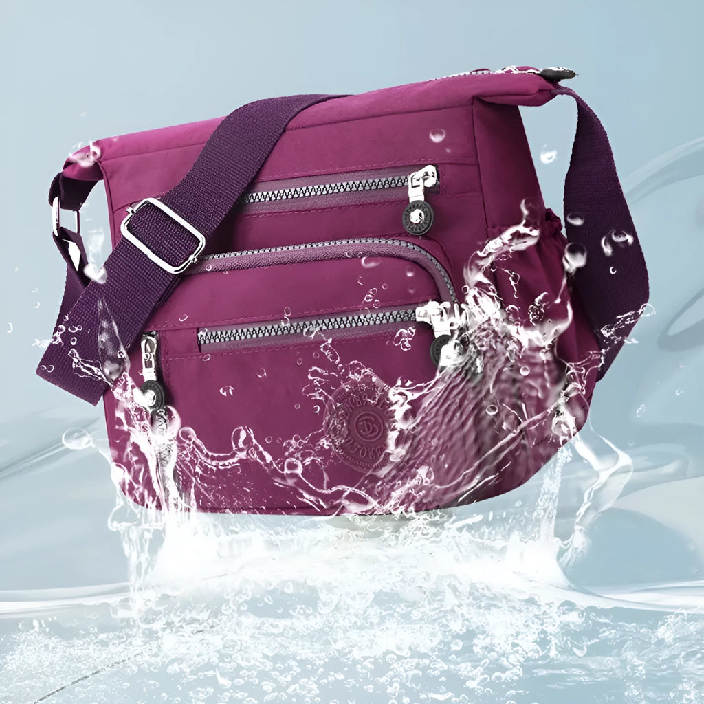 Nylon messenger bag with square vertical shape and single shoulder strap in available colours