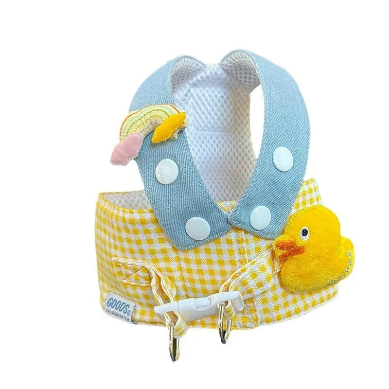 Pet harness and leash set with wire pulling rope and cute hat for dogs and cats
