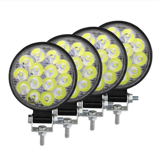 White LED car work light with aluminium housing and round design
