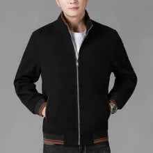 Men's grey sports-style fleece jacket with long sleeves and pockets on a hanger.