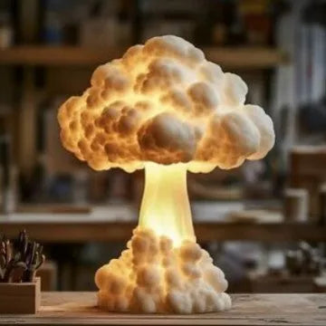 Modern art atomic bomb explosion mushroom cloud shaped table lamp with USB cable.