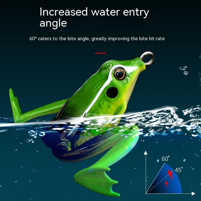 Bionic thunder frog snake head Luya fishing lure with double hooks in grass green colour