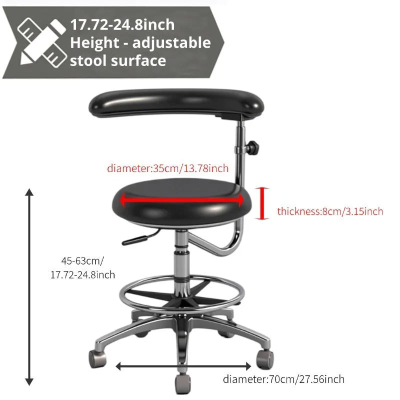 Black leather dental hospital chair lift for dentist and nurse clinical seating