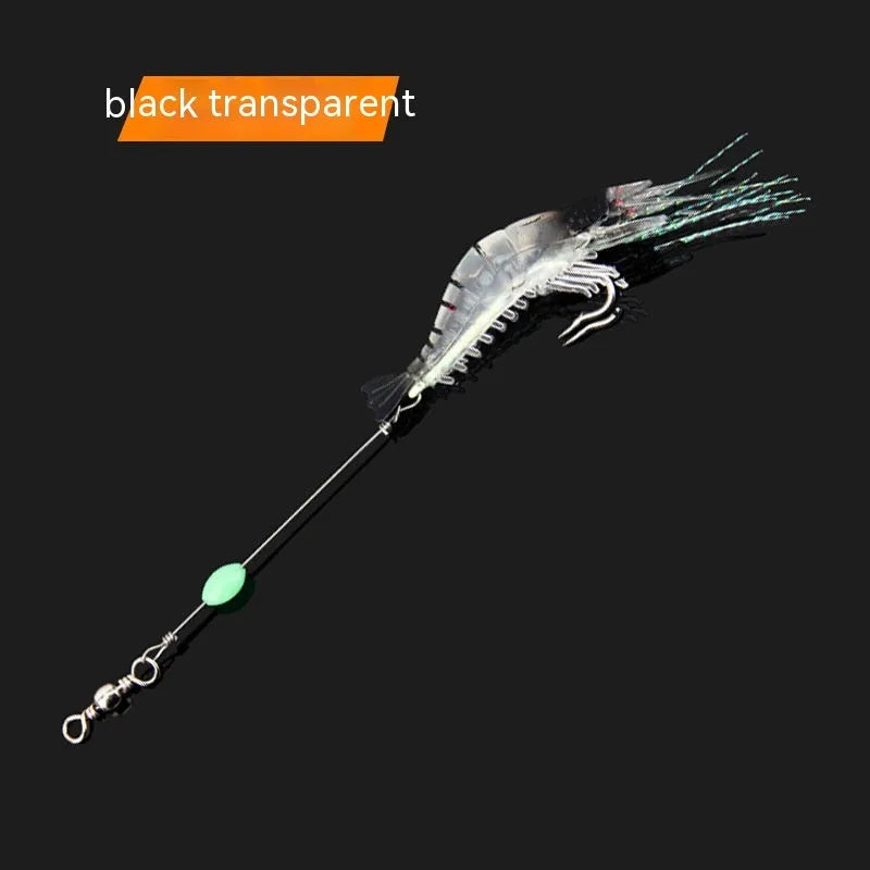 Pack of six Luer soft fishing lures with hooks in different colour combinations including luminous pink and yellow.