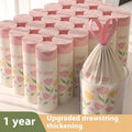 Pink degradable drawstring garbage bag with argy wormwood for mosquito repellent, size 44x48cm.