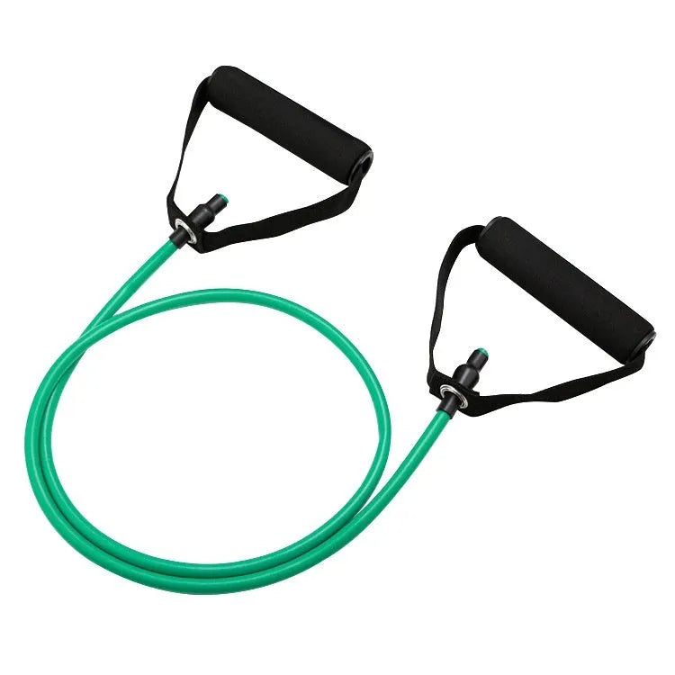 Adjustable chest expander with TPE tension rope showing five colour options for different resistance levels