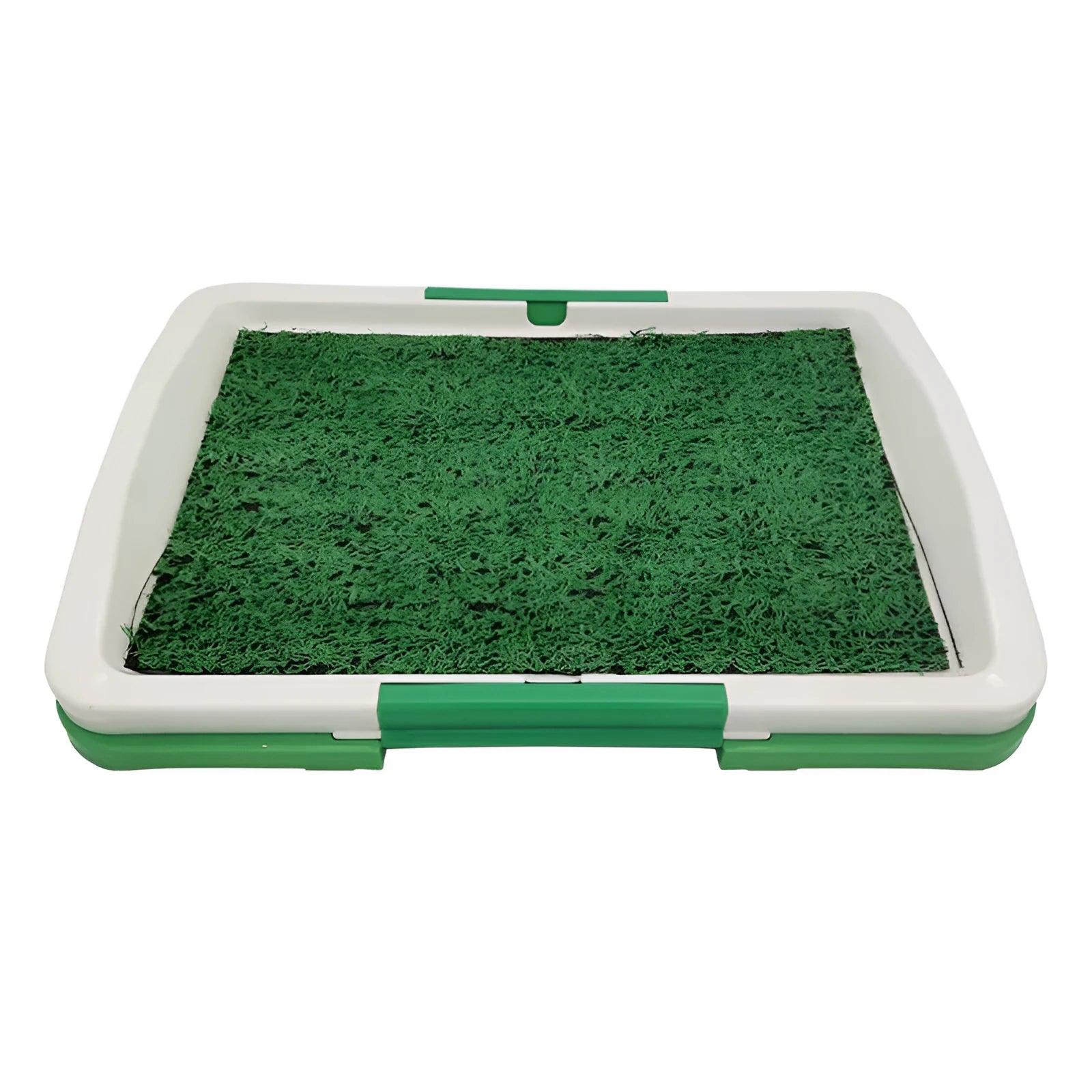 Green artificial turf dog grass patch toilet with three-layer construction for indoor puppy potty training