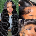 Black medium-long curly wave full-head synthetic wig with natural hairline presentation