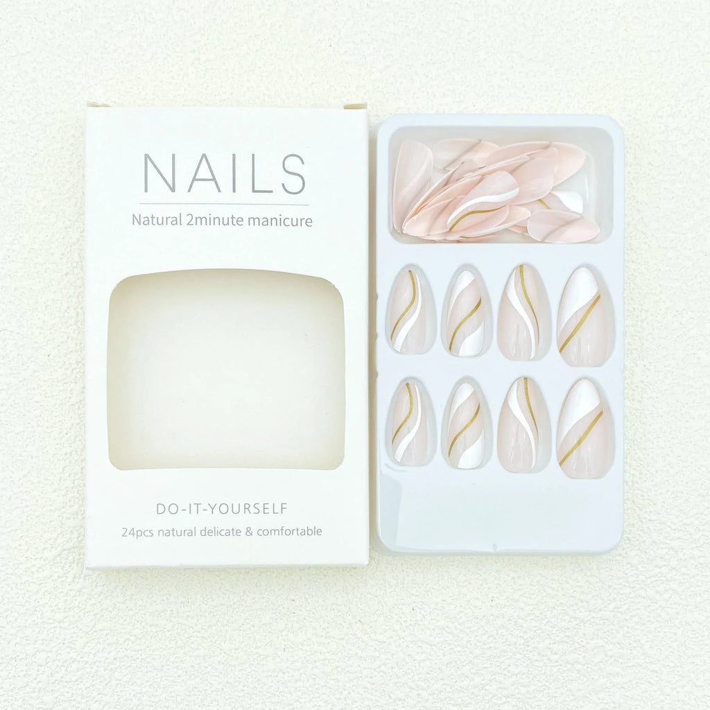 Golden Lines plaid pattern nail stickers in JF0518 colour on plastic wearable armour base.
