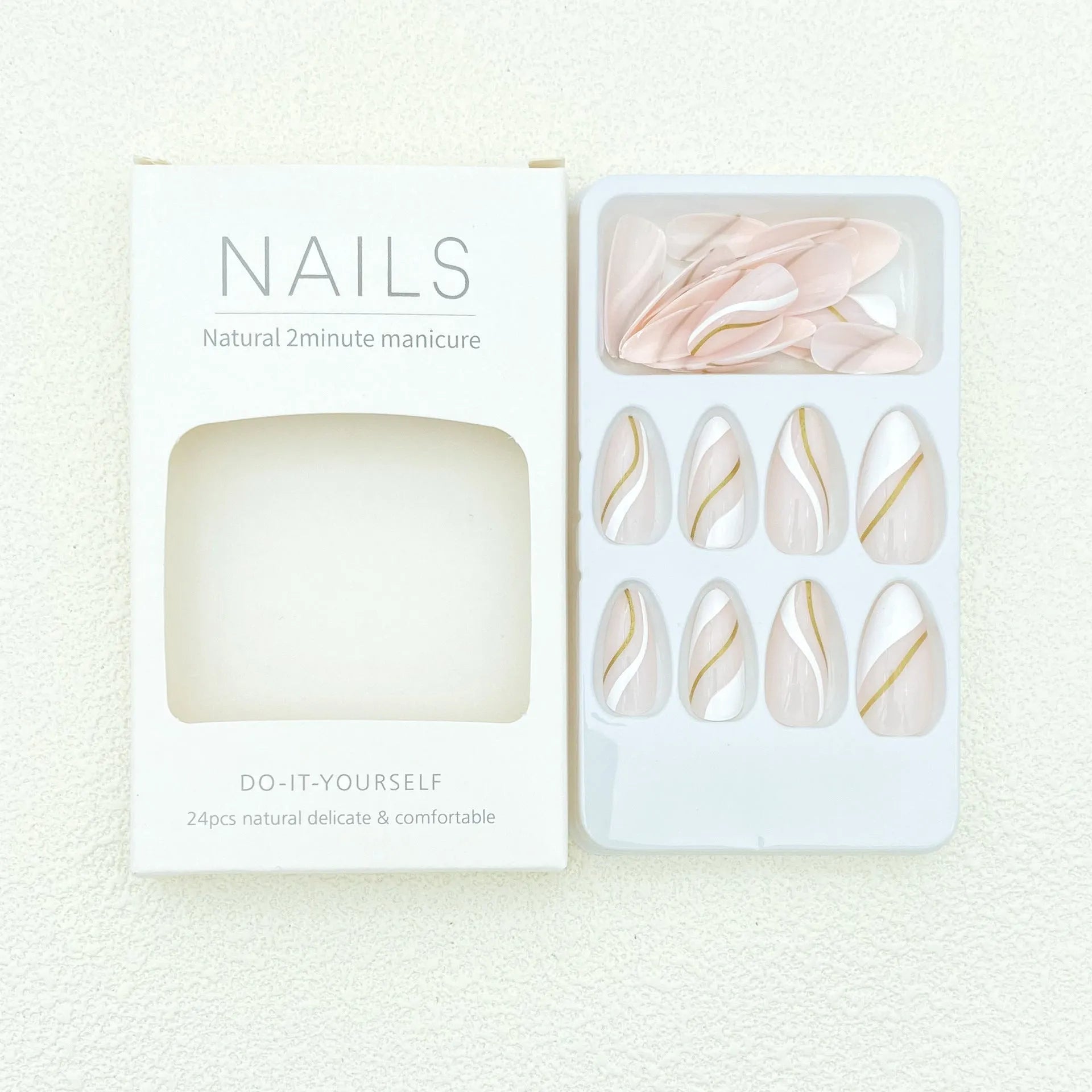 Golden Lines plaid pattern nail stickers in JF0518 colour on plastic wearable armour base.