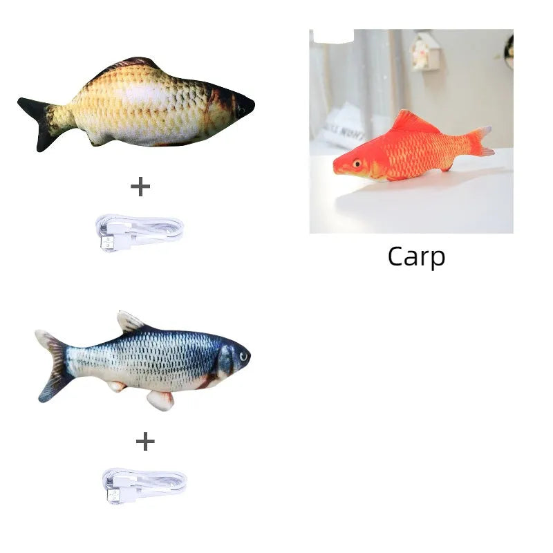 USB rechargeable electric jumping fish cat toy in multicolour 30cm PP construction
