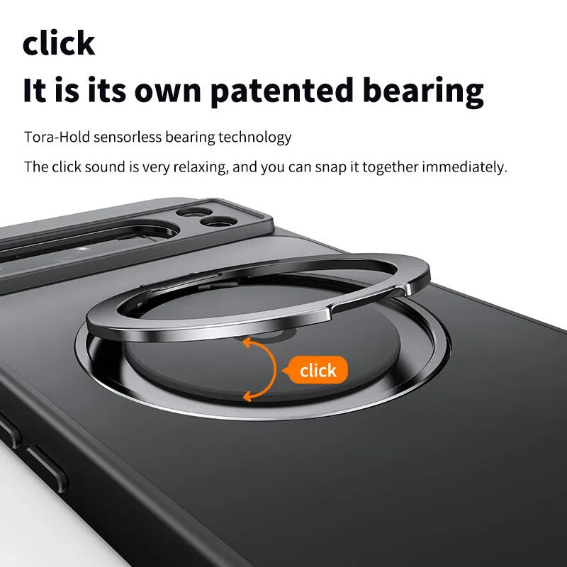 Matte black Google Pixel phone case with magnetic 360 rotating bracket and TPU PC shockproof construction