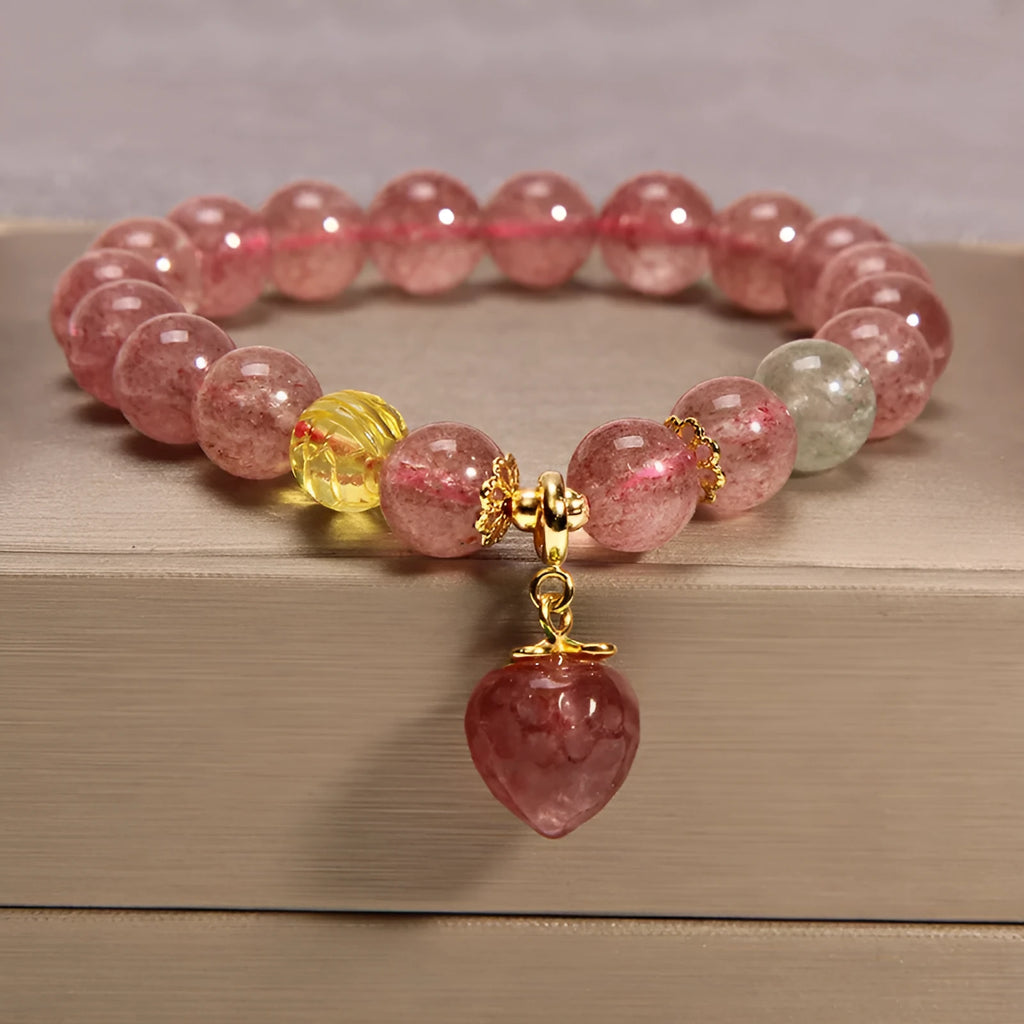 Women's multi-layer crystal bracelet with Korean design featuring natural garnet and assorted gemstone pendants