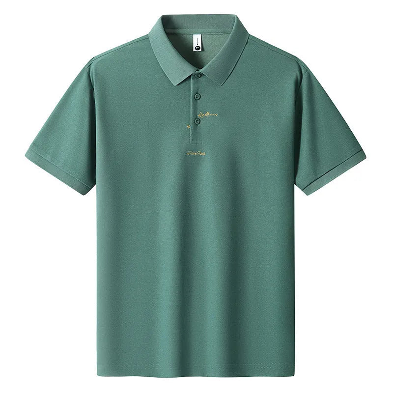 Men's loose-fit casual cotton T-shirt on a hanger, shown in multiple colour options.