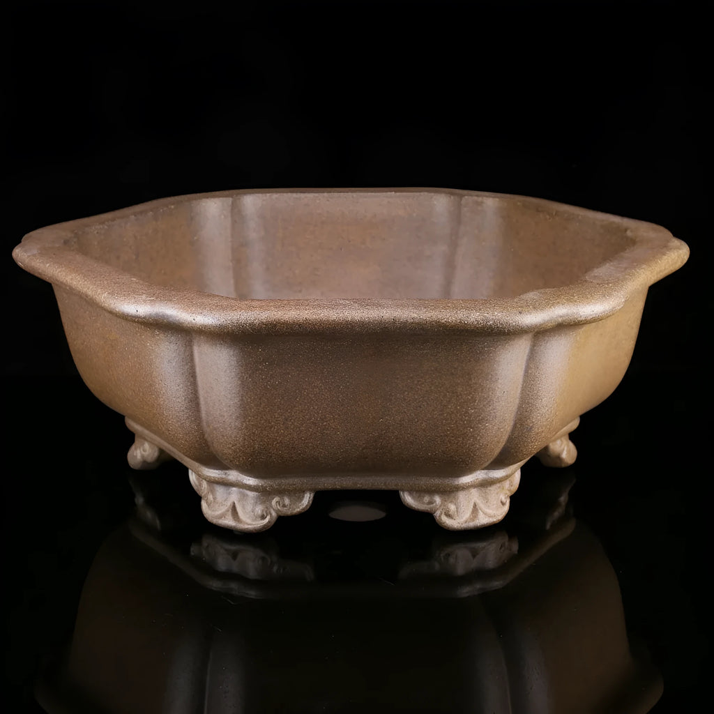 Large handmade purple sand tea basin in traditional style for plant cultivation
