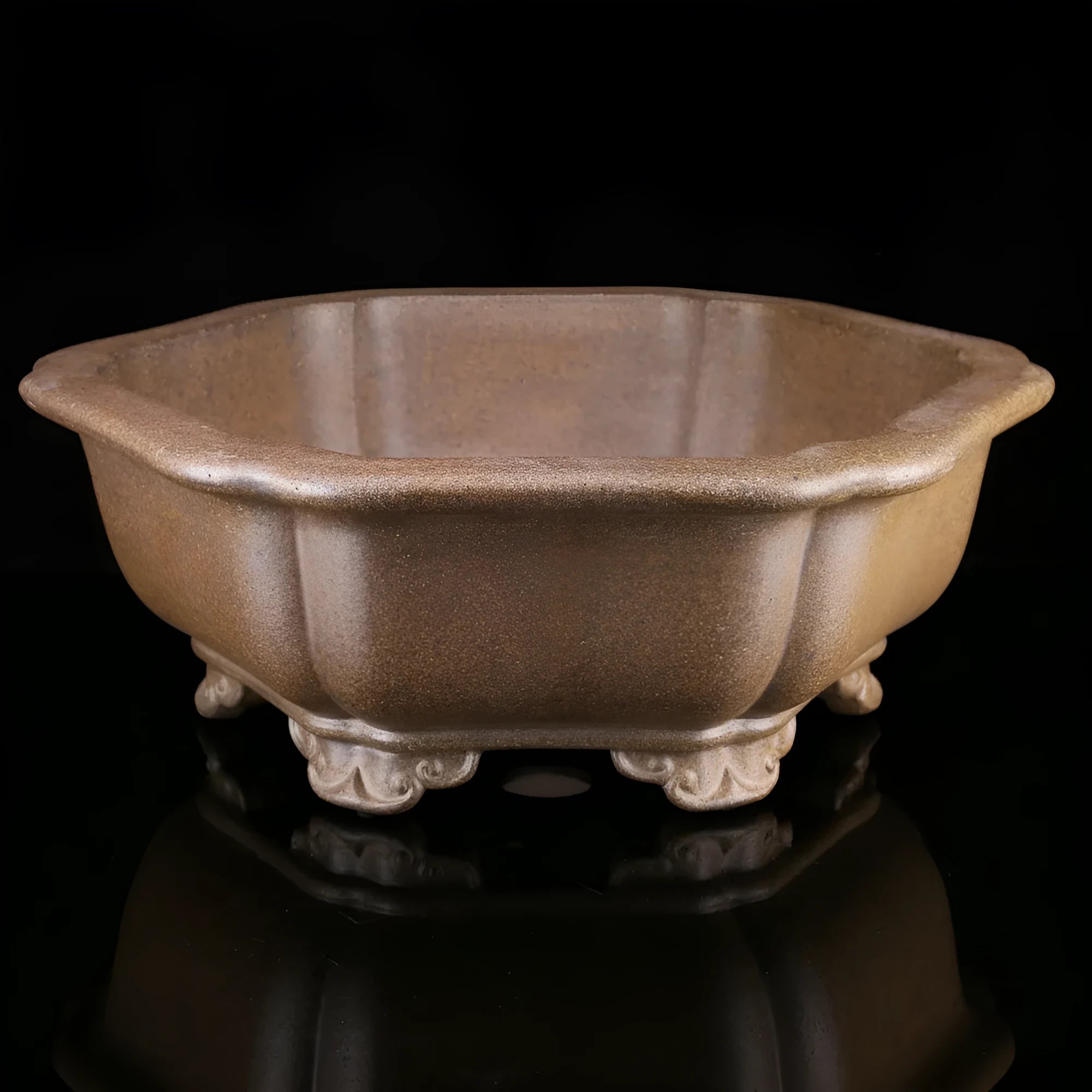 Large handmade purple sand tea basin in traditional style for plant cultivation
