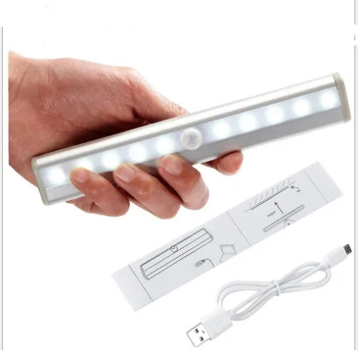 LED sensor light with infrared sensor, aluminium alloy shell, 190x30x16mm, white light