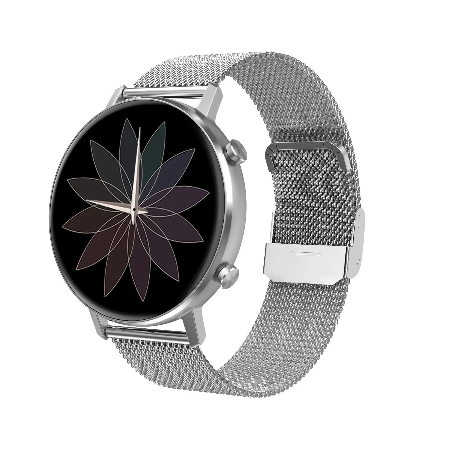 DT96 smart bracelet with 1.3 inch screen and steel strap in black, rose gold, or silver colours